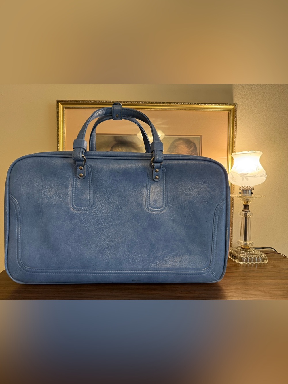 Vintage Samsonite Luggage Bag in Light Blue